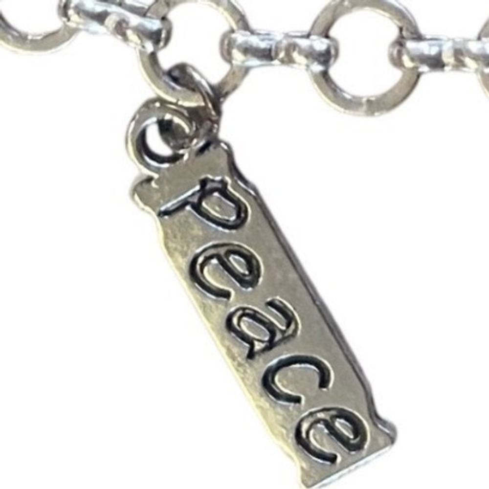 AVON Silver Tone Charm Bracelet Faith Hope Love Peace Believe Thank You Women - Picture 8 of 12